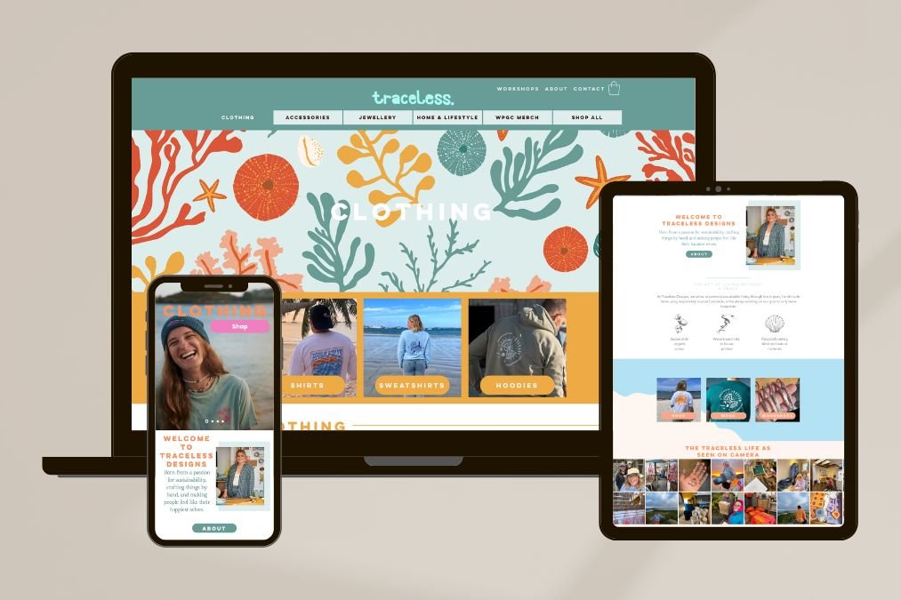 Traceless Designs e-commerce website design by High Reach Studio
