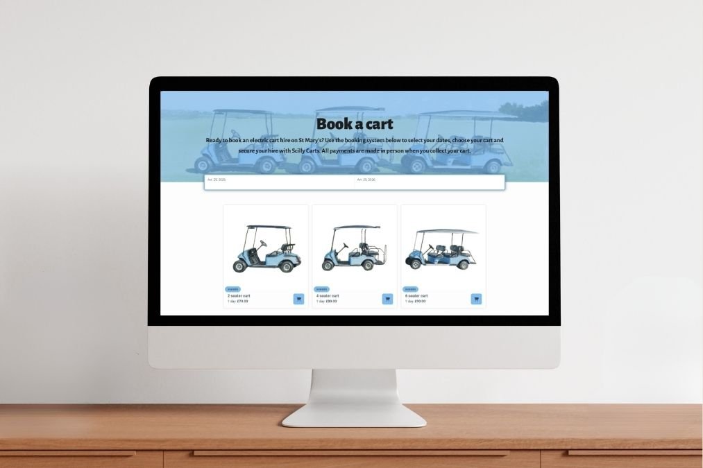 Scilly Carts booking system website designed by High Reach Studio