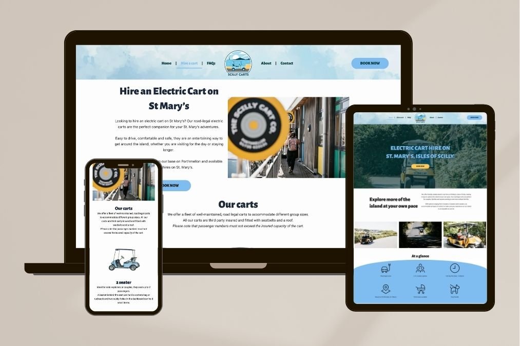 Scilly Carts e-commerce website on multiple devices by High Reach Studio